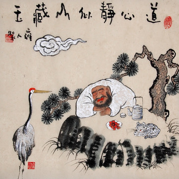 國畫水墨禪意人物畫