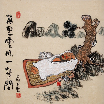 禅意国画水墨人物画