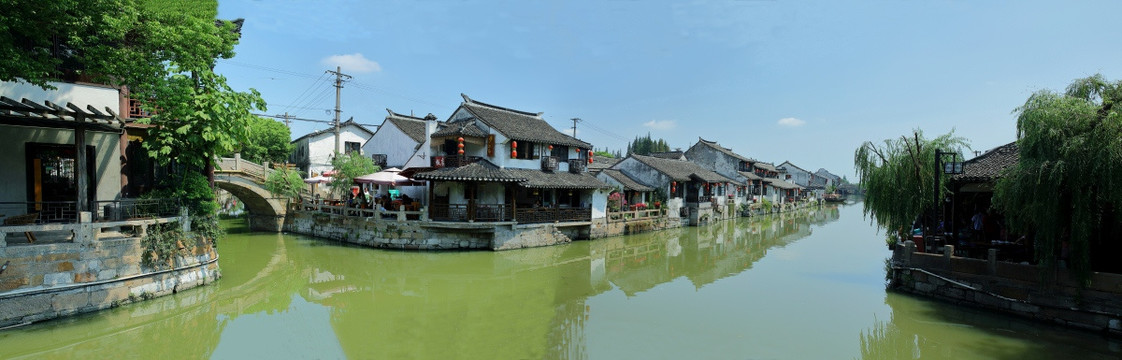 楓涇古鎮(zhèn)全景 江南水鄉(xiāng)全景