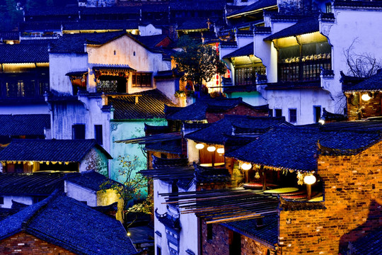 篁岭晒秋 山村夜景