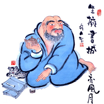 水墨禪意人物畫