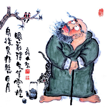 水墨禅意人物画