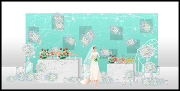 蒂芙尼藍色婚禮甜品區(qū)效果圖