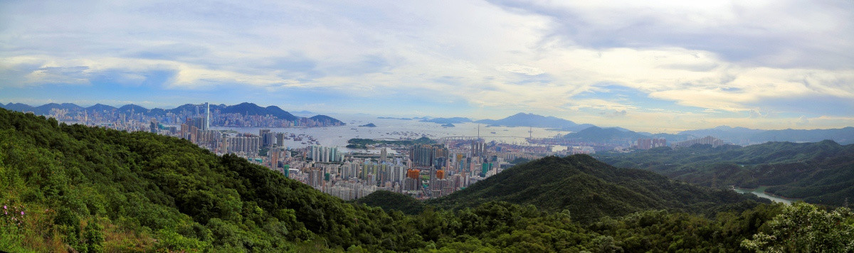 香港笔架山鸟瞰全景图