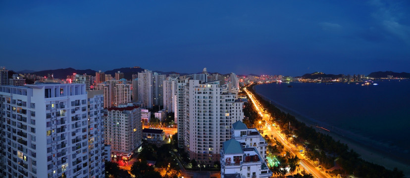 三亚湾夜景风光全景图