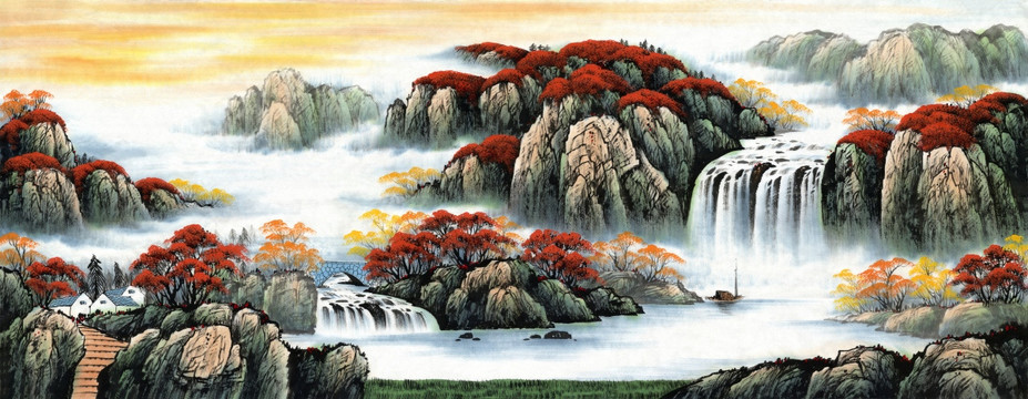 聚寶盆山水畫
