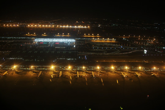 上海浦东机场 夜景 全景 俯瞰