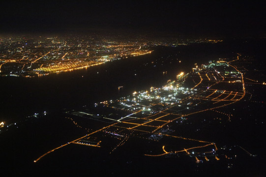 上海浦东 城市夜景 俯瞰