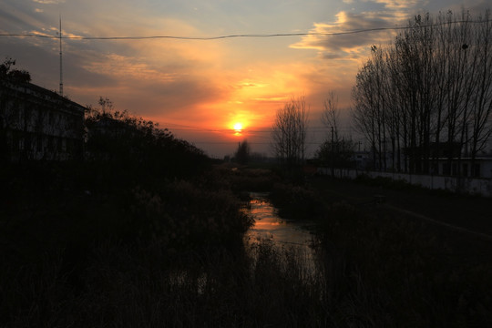 夕阳下的小河