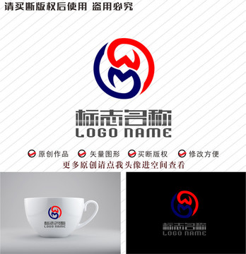 WM字母MWS銅錢太極logo