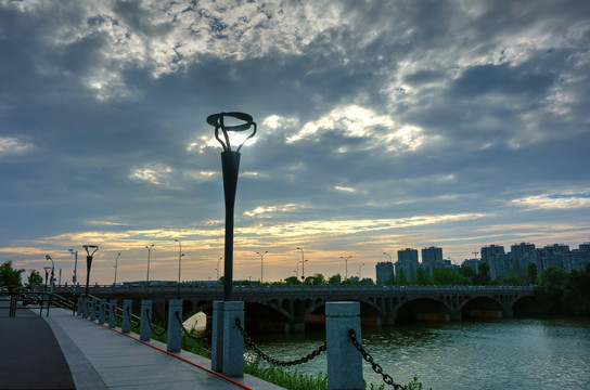 金华婺江边游步道 路灯