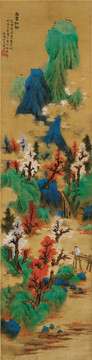 藍(lán)瑛白云紅樹圖絹本