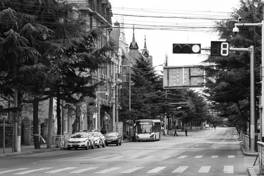 街景 黑白照片