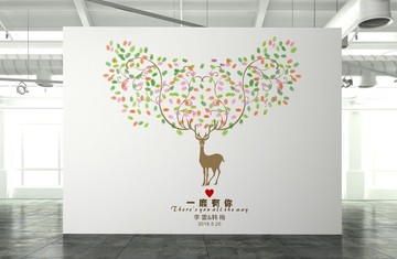 一鹿有你小鹿簽到大樹