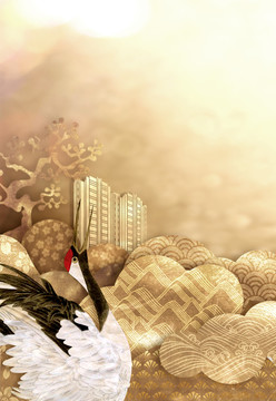 金燦燦新中式調(diào)性之鶴立金群豎版