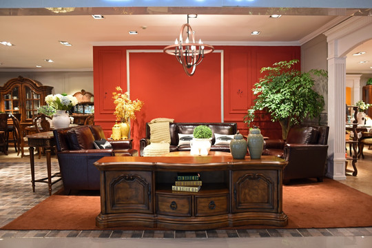客厅整木设计 欧式真皮沙发