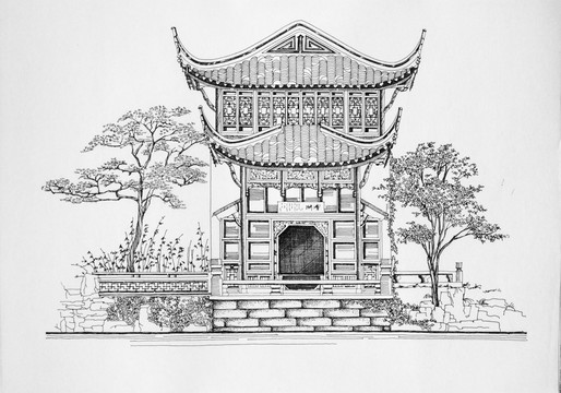 江南私家園林之一景立面