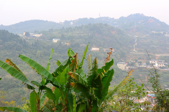 山区小镇 远景 俯拍