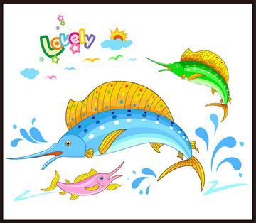 可愛卡通旗魚