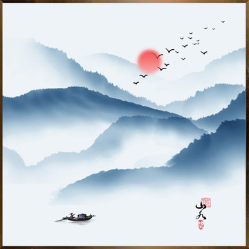 水墨山水裝飾畫