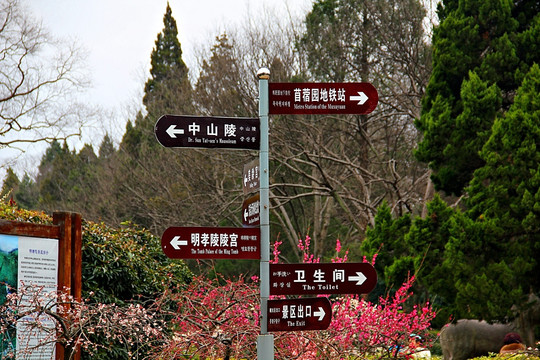 南京明孝陵 道路指示牌