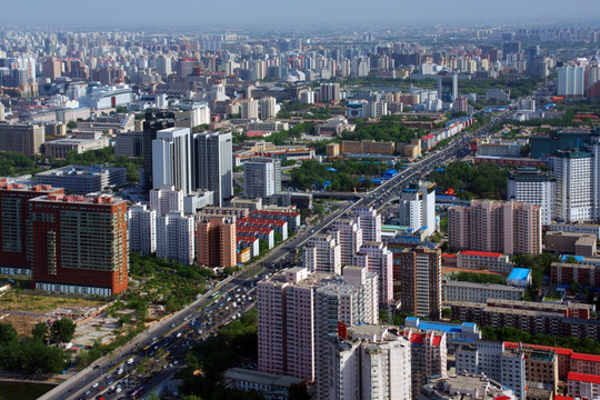 北京中央电视塔鸟瞰城市风光