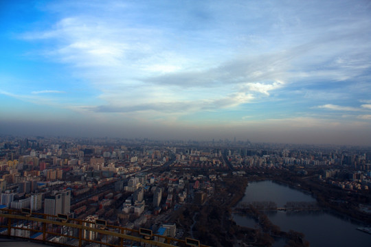 北京中央电视塔鸟瞰城市风光