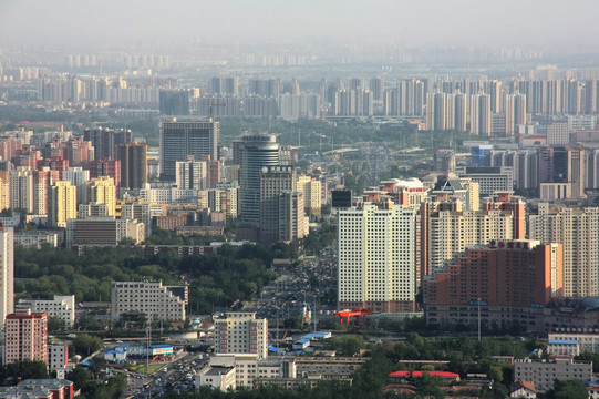 北京中央电视塔鸟瞰城市风光