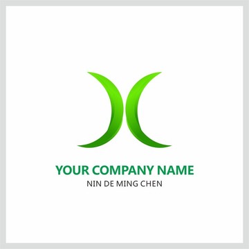 字母X 绿色环保logo标志