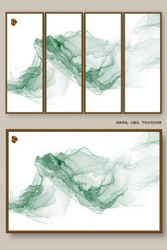 水墨画 新中式客厅沙发水墨背景