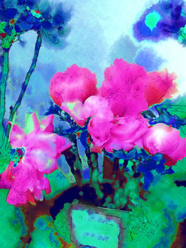 牡丹花 水彩花卉 花卉裝飾畫