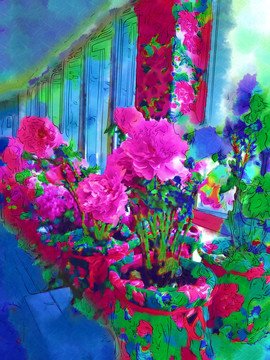 牡丹花 水彩花卉 花卉裝飾畫