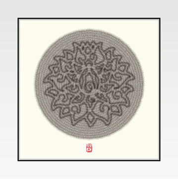 新中式禪意水墨線(xiàn)條裝飾畫(huà) 寶蓮