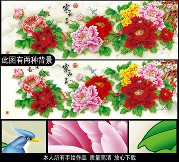 牡丹花裝飾畫