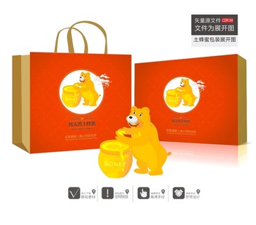 土蜂蜜禮盒包裝 展開圖