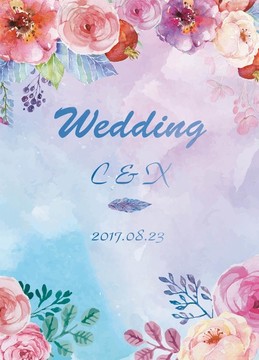 水彩花婚禮迎賓區(qū)背景