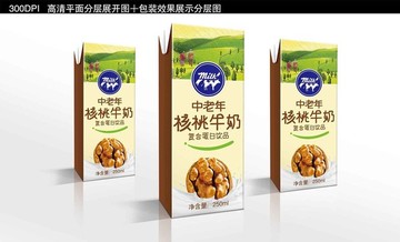 中老年核桃牛奶分層圖加效果圖