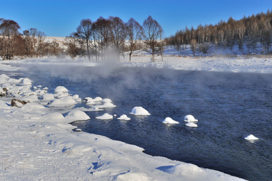 雪韵 冬季 阳光 不冻河