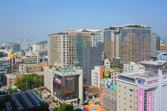 韩国水原城市风光 日景 俯拍