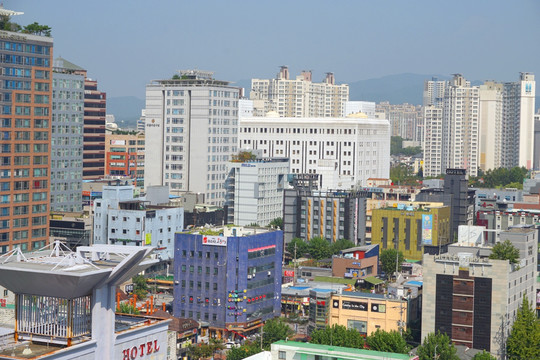 韩国水原城市风光 日景 俯拍