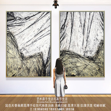 抽象油畫 二聯(lián)組合玄關(guān)畫
