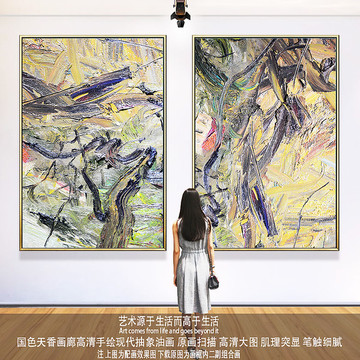 抽象油畫 二聯(lián)組合玄關(guān)畫