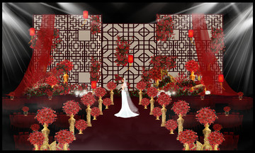 中式婚禮儀式區(qū)效果圖