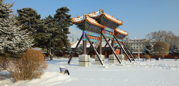 古建筑雪景 冰雪风光 雪景 冬