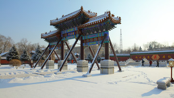 古建筑雪景 冰雪风光 雪景 冬