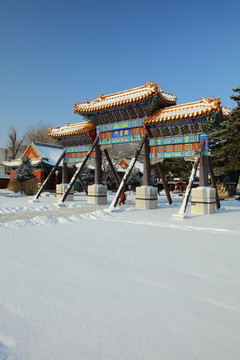 古建筑雪景 冰雪风光 雪景 冬