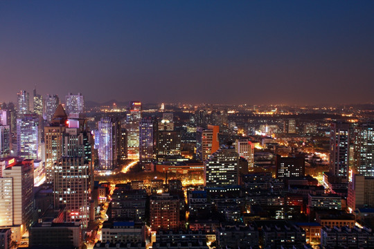 南京新街口城市建筑夜景