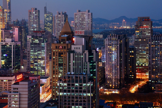 南京新街口城市建筑夜景