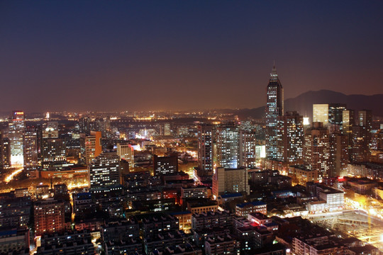 南京新街口城市建筑夜景