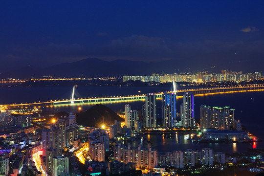 深圳湾滨海城市风光夜景